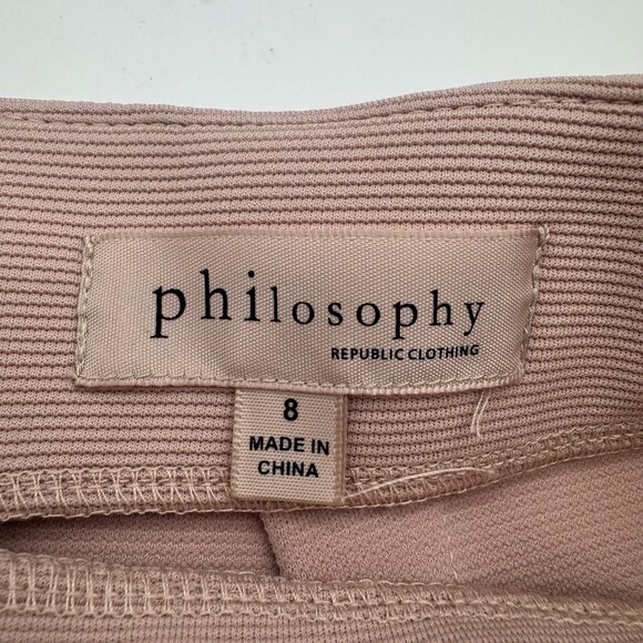 Philosophy Pencil Skirt Size 8 Light Blush Stretch Full Zip Back Bodycon Stretch - Picture 4 of 7
